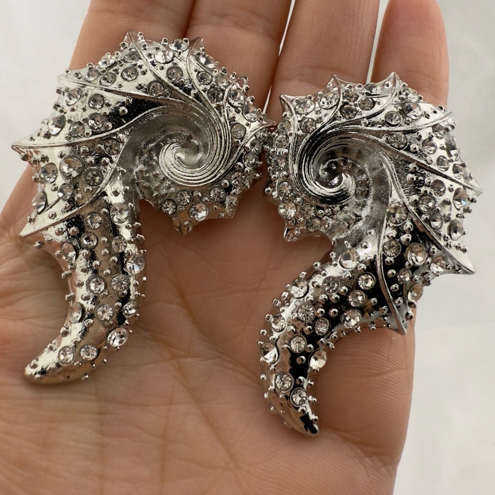 Zara Diamond Elegant Silver Seahorse Earrings